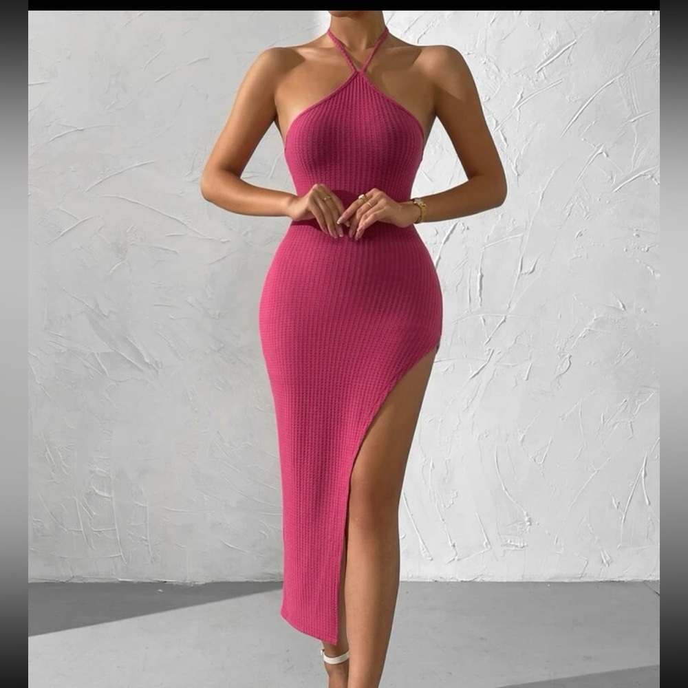 Split Thigh Halter Dress